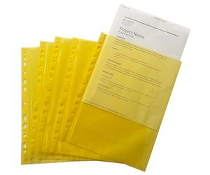 Pack of 250 A4 Yellow Clear Punched Pockets by Janrax