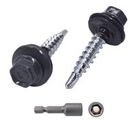 (Pack of 250 pcs) Metal Roofing Screws, 4.8 x 25 mm Painted Self-Drilling Screws With EPDM Washers, Sheet Metal Hex Screw (250, Anthracite Grey RAL 7016)
