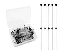 Pack of 250 Pins with Head Large 38 mm, Black, Glass Head Pins, Plastic Head, for Jewellery Making, Sewing, Crafts, Sewing Projects, Jewellery, Components, Decoration