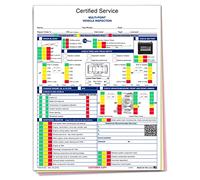 Pack of 250 Sheets GM Multi-Point Vehicle Inspection Report - 3 Part Checklist PER Manufacturer's Recommendation Forms, White with Multi Colored