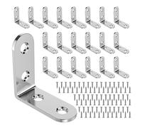 Pack of 26 Angle Connectors, Angle Brackets, Stainless Steel, L Shape Stainless Steel Angle Metal Brackets, Wooden Connectors, Ideal for Reinforcing Right Angle Connections such as Bookshelves, Chair