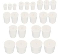 Pack of 26 Solid Rubber Plugs, Rubber Plugs, White Plugs, Solid Rubber Plugs, Laboratory Rubber Plugs, Pipe Tank Bottle, Plug-In Sealing Plugs, Tapered Hole Plugs, 10 Different Sizes