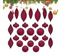 Pack of 27 Christmas Velvet Baubles Flocked Christmas Baubles Christmas Tree Pendants Christmas Flocked Baubles Christmas Decorations Suitable for Families
