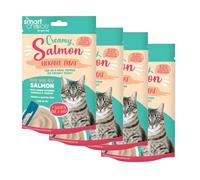 Pack of 28 Creamy Salmon Lickable Treats - Cat Kitten Reward - Vitamins Meal Topper Pet Food Reusable Bag Pouch Resealable Sachets