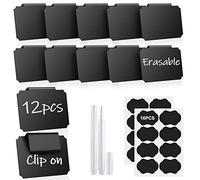 Pack of 28PCS Basket Labels, 12PCS Bin Basket Labels Clip On for Storage Bins and 16PCS Pantry Labels, Basket Tags for Fabric Cubes Wicker Organization with 2 White Chalk Markers (12)