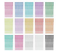 Pack of 2955 Self Adhesive Rhinestones, 15 Sheets Multi-Color Stick on Gems, 3mm 4mm 5mm 6mm Crystal Gem Stickers for Crafts, Face Gems, DIY Bling Diamond Sticky Gems for Face Nail Makeup Festival