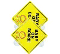 Pack of 2pcs Baby Car Decal High Reflective Design PP Warning Sign for New Parent Double Suction Cup Baby Warning Sticker