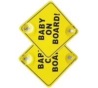 Pack of 2pcs Baby Car Decal High Reflective Design PP Warning Sign for New Parent Double Suction Cup Baby Warning Sticker