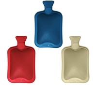 Pack of 3-1 Litre Natural Rubber Hot Water Bottle with Ribbed Design & Leak-Resistant Stopper | BS1970 Compliant Hot Water Bag for Warmth, Cramps & Pain Relief (Assorted Colours)