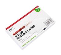 [Pack of 3] 100 Ruled Record Cards Large 8x5" White