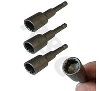 (Pack of 3) 11mm Bi Hex Nut Drivers with retaining Clip to Hold Fixings - Roofing Cladding Tool