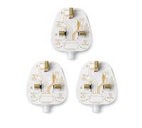 Pack of 3 13A UK 3 Pin Plug Top 250V - Heavy Duty Rewireable Replacement Plugs BS1363 Certified - Durable Electrical Plug with Secure Cable Grip, Heat Resistant for Home & Office Use