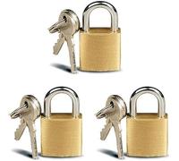Pack of 3 20mm Solid Brass Padlocks with 6 Keys - Small Locker Padlock, Solid Brass Body, Mini Luggage, Tool Box, Jewellery Box and Cupboard Padlock