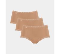 Sloggi Womens 24/7 Cotton Lace Midi C3p Boxer Briefs, Brush, 20 UK