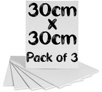 Pack of 3 30cm x 30cm Canvas Boards - Square Artist Painting Panels - Premium Triple Primed 100% Cotton Blank Canvas Board for Acrylic & Oil Paint - Acid-Free Art Canvases for Painting