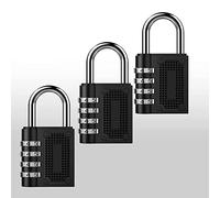Pack of 3, 4 Digit Combination Pad Lock Resettable Combo Lock Security Lock Steel Anti Rust and Waterproof for School Gym and Staff Lockers Large Luggage Hasp Cabinet Shed Garage Locker