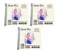 (Pack of 3) - 7 x 7” Inches Sketch Pads Spiral Book 130 GSM Cartridge Paper Drawing Pads Art Book for Artist School Home Activity Acid-Free, White
