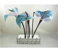 Pack of 3 - 76 cm Teal Calla Lily Flower with Brown Stem (1462)