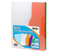 Pack of 3 A4 10mm Plastic Box Files Office Document Storage Folders + Holder