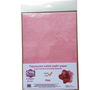 Pack of 3 A4 Edible Wafer Paper (Rice Paper) Sheets in Translucent Pink by CDA Products 201-651