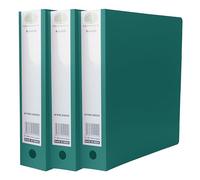 (Pack of 3) A4 Large Presentation Ring Binder 2-O Pull Tab Metal Ring File Folders 65mm Large Spine Pull Finger Hole 500 Sheets Capacity Sturdy Polypropylene Ring Binder A4 Document Organiser (Green)