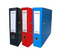 Pack of 3 A4 Lever Arch Files Paperbacked - 70mm Spine, 2 Ring Mechanism, Thumb Hole & Replaceable Spine Label - Black, Blue, Red