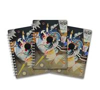 Pack of 3 - A5 Lined Wire-Bound Notebooks featuring the famous painting A Centre by Wassily Kandinsky.