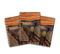 Pack of 3 - A5 Lined Wire-Bound Notebooks featuring the famous painting The Scream by Edvard Munch.