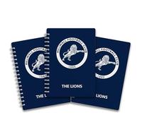 Pack of 3 - A5 Lined Wire-Bound Notebooks featuring 'The Lions' - Millwall. Perfect for dedicated fans who want to bring their passion for the team into their daily lives.