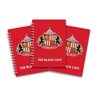Pack of 3 - A5 Lined Wire-Bound Notebooks featuring the 'The Black Cats' - Sunderland. Perfect for dedicated fans who want to bring their passion for the team into their daily lives.