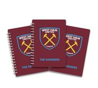 Pack of 3 - A5 Lined Wire-Bound Notebooks featuring the 'The Hammers' - West Ham. Perfect for dedicated fans who want to bring their passion for the team into their daily lives.