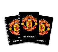 Pack of 3 - A5 Lined Wire-Bound Notebooks featuring the 'The Red Devils' - Man Utd. Perfect for dedicated fans who want to bring their passion for the team into their daily lives.