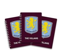 Pack of 3 - A5 Lined Wire-Bound Notebooks featuring the 'The Villans' - A. Villa. Perfect for dedicated fans who want to bring their passion for the team into their daily lives.