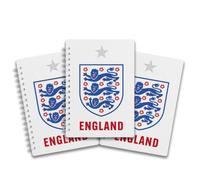 Pack of 3 - A5 Lined Wire-Bound Notebooks featuring The Three Lions - England