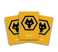 Pack of 3 - A5 Lined Wire-Bound Notebooks featuring the 'Wolves' - Wolverhampton. Perfect for dedicated fans who want to bring their passion for the team into their daily lives.