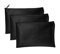 Pack of 3 A5 Wallets, Bank Bag, 25 x 16 cm, PU Wallet A5 for Document Folder, Toiletry Bag, Money Folder (Black)