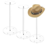 Pack of 3 Acrylic Hat Stand Clear Wig Display Rack Round Base Stand Transparent Display Riser for Hat, Helmet, Wig, Collectibles, Jewellery, Watch (30 cm Height)