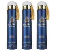 Pack of 3, Al Dirgham Limited Edition Air Freshener, 300 ml, Royal Blue with Gold Tassel, Arabic Design