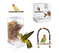 Pack of 3 Automatic Feeder for Birds, Automatic Bird Feeder, Acrylic Feeder, with Swing and Pepperwood for Small Parrots, Cockatiels, Finches