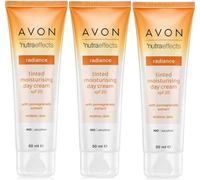 Pack of 3 Avon Nutraeffects Radiance Tinted Facial Day Moisturising Cream SPF20 for normal skin, 50ml tubes