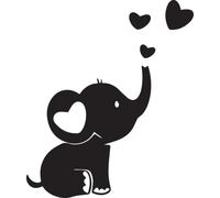 Pack of 3 Baby Elephant Blowing Love Hearts Fun Sticker - Waterproof Decal - Easy to Apply - Use on Car's, Laptops, Mirrors, Water Bottles, Scrapbooking, Fun Gifts, Nursery Decor (3)