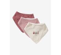 Pack of 3 Bandana-Style Bibs in Terry Cloth & Cotton Gauze brown medium solid