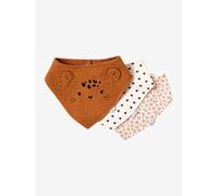 Pack of 3 Bandana-Style Bibs in Terry Cloth & Cotton Gauze hazel