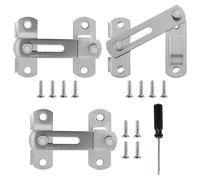 Pack of 3 Barn Door Lock, Stainless Steel Door Bolt, Deadbolt Lock with 12 Screws, Flip Slide Latch for Door Window, Wine Cabinet, Garden (Silver)