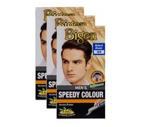 (Pack of 3) Bigen Men's Speedy Colour 104 Natural Brown - Easy & Speedy Application with 2 Applicator Combs - No Ammonia - Excellent Gray Hair Coverage