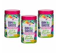 Pack of 3 - Bin Brite Bin Odour Neutraliser Scented Powder - Odour Destroyer Neutralisers Eliminate Hidden Smells - 500g Fragrance Powder - Multi-Purpose Freshener & Cleaner (Lost in Paradise)