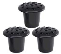 PACK OF 3 Black Memorial Grave Vase with Lids | Grave Flower Vase Cemetery Pot | Cemetery Decorations | Round Memorial Flower Pot Insert With Lid