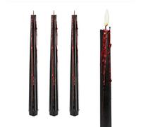 Pack of 3 Bleeding Candles | 25cm Black Tapered Candles with Bleeding Red Wax Effect | Halloween, Vampire, Goth Party Decoration