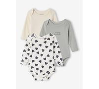 Pack of 3 Bodysuits with Cut-Away Shoulders, for Newborns sage green
