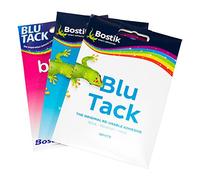 [Pack of 3] Bostik Blu Tack 48g Packs Reusable Adhesive Sticky Putty (Assorted (Blue White Pink))